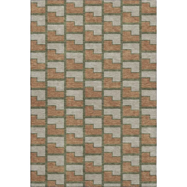Mayfield Premium Machine Washable Abstract AMF2416 Copper 9 ft. x 12 ft. Area Rug