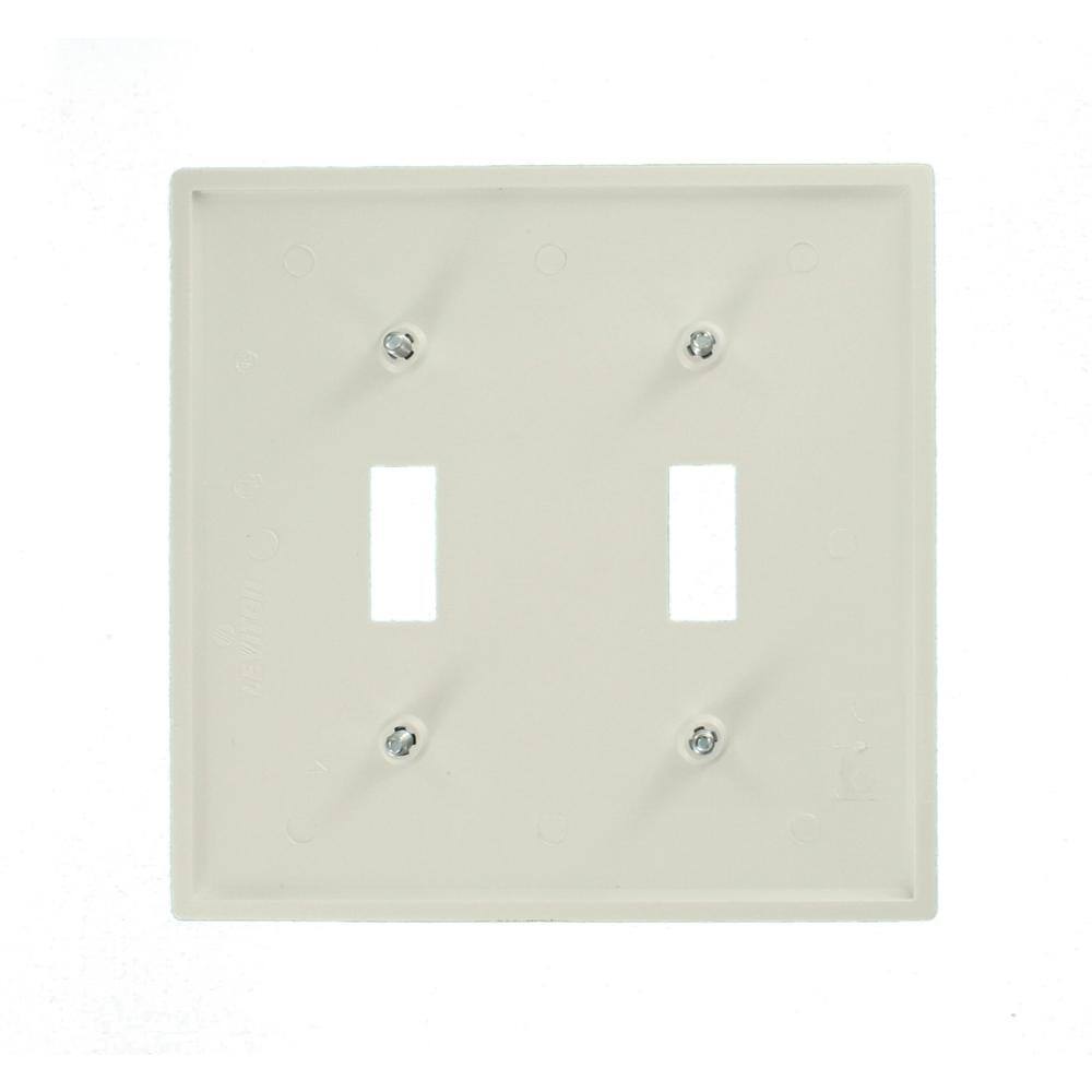 White Thermoplastic 2-Gang Toggle Wall Plate