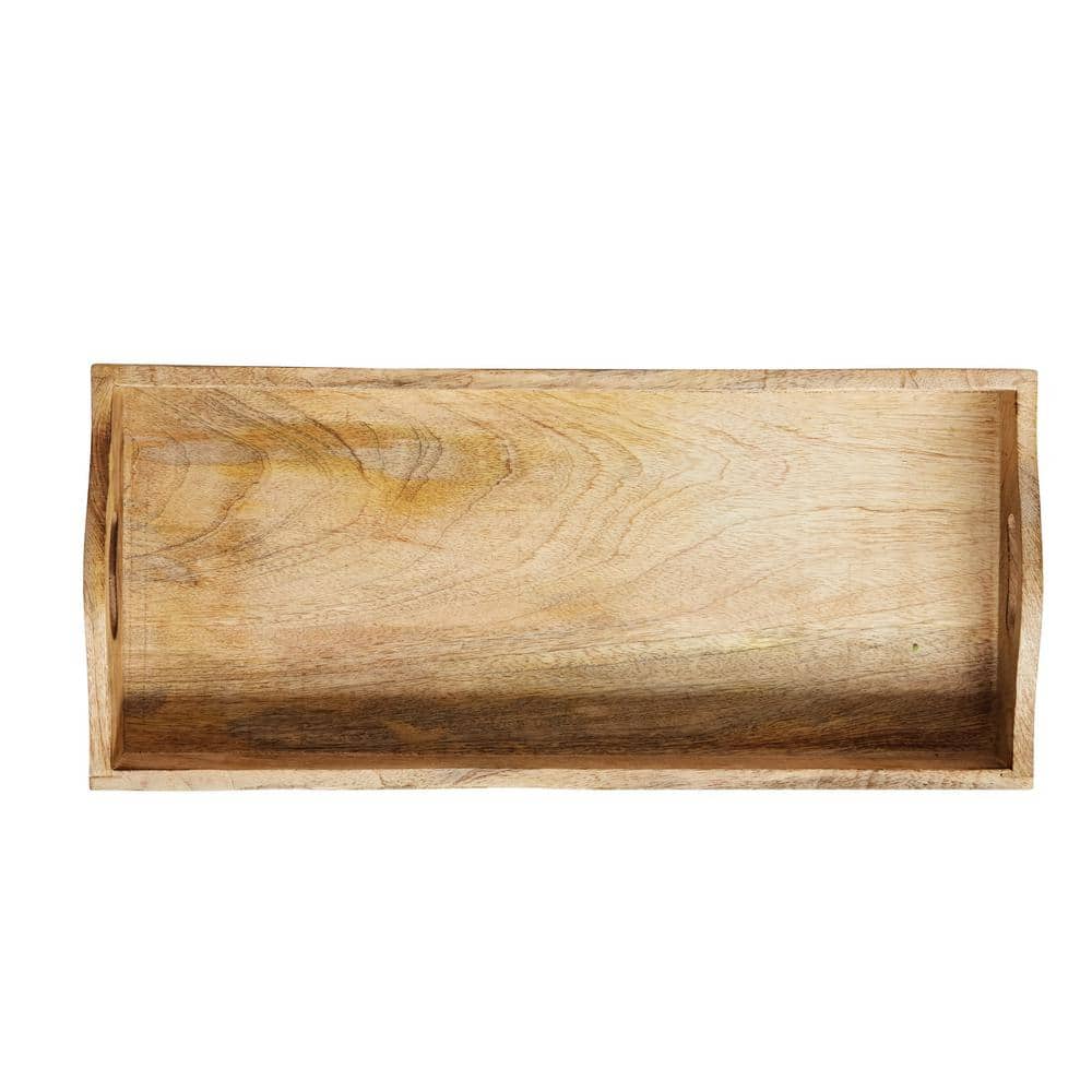Rustic Rich Brown Mango Wood Serving Trays - Set of 2