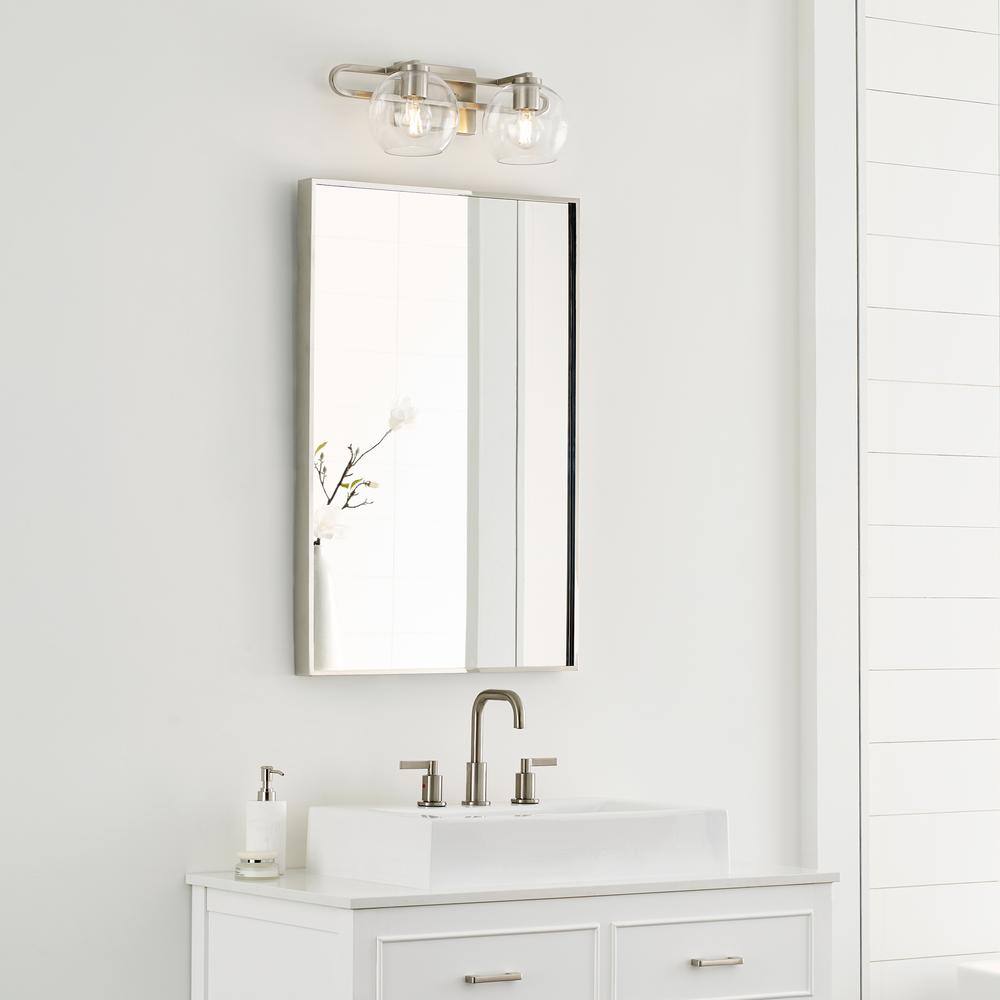 Codyn Brushed Nickel Clear Glass 2-Light Vanity Fixture