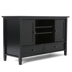 Warm Shaker Solid Wood 47 in. Wide 2- Drawer Transitional TV Media Stand in Black for TVs Up to 50 in.
