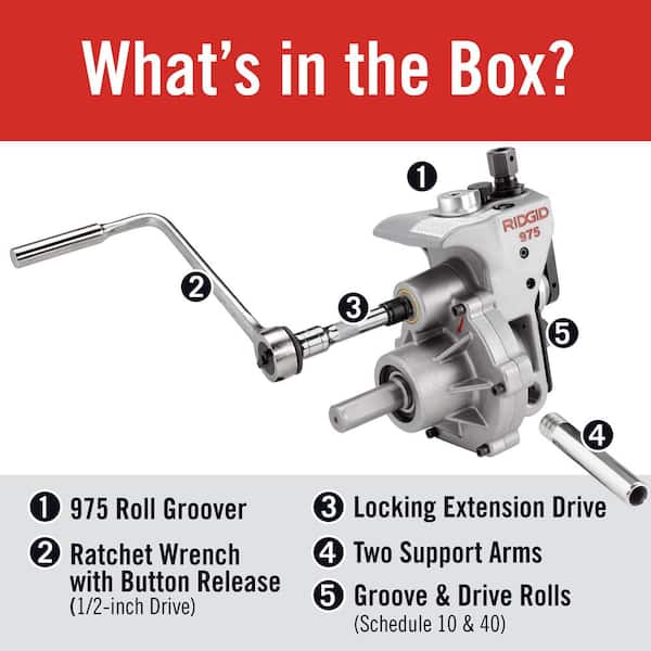 1 1/4 in. to 6 in. Pipe Capacity, Model 975 2-in-1 Portable Combo Roll Grooving Machine- Manual Use or Power Drive Mount