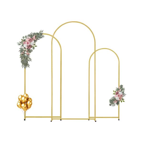 Wedding Arch Backdrop Stand (Set of 3) 11.6 in. x 5.9 in. Metal Stable Stand with Case Connection Arbor