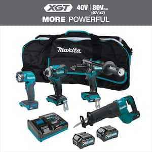 40V Max XGT Brushless Cordless 4-Piece Combo Kit (Hammer Driver-Drill/Impact Driver/Recip Saw/Flashlight) 2.5Ah/4.0Ah