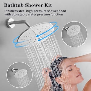 1-Spray Pattern Shower Faucet Set GPM 2.5 GPM 9 in. Wall Mount Fixed Shower Head in Polished Chrome (Valve Included)