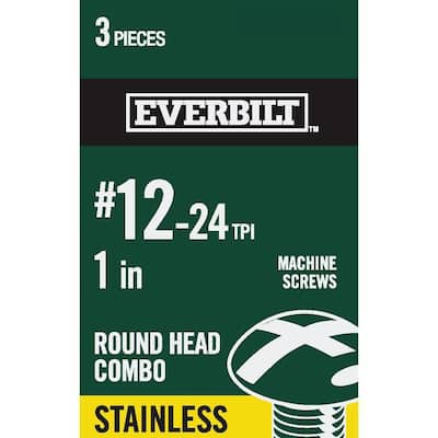 #12-24 x 1 in. Stainless Steel Combo Round Head Machine Screw (3-Pack)