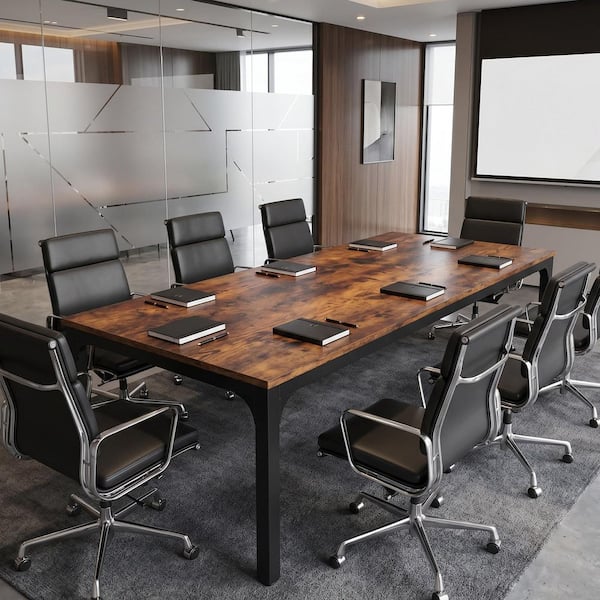 BYBLIGHT Moroni 78.7 in. Rectangle Brown Wood Conference Table