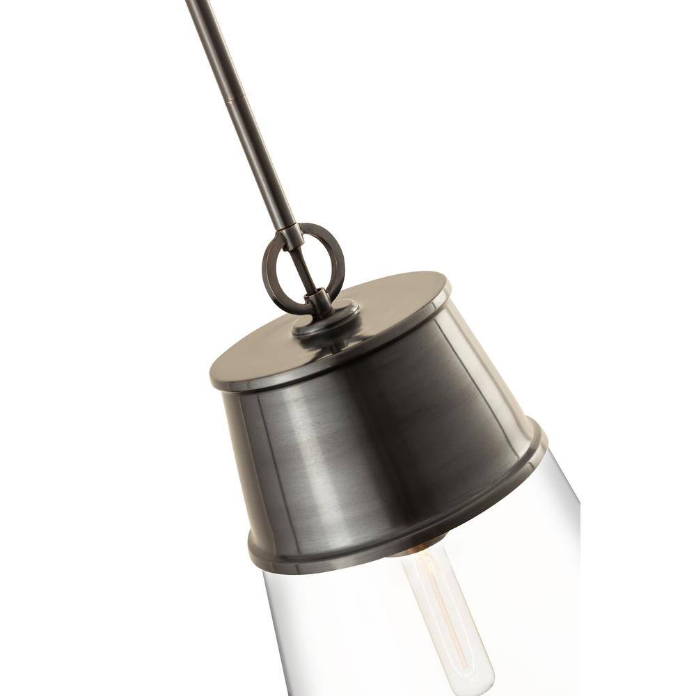 Wentworth Plated Bronze and Clear Glass Conical Pendant Light