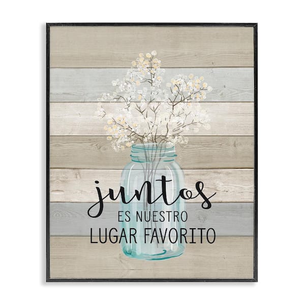 Stupell Industries Our Favorite Place Flowers by Lettered and Lined Black Framed Typography Giclee Art Print 20 in. x 16 in.