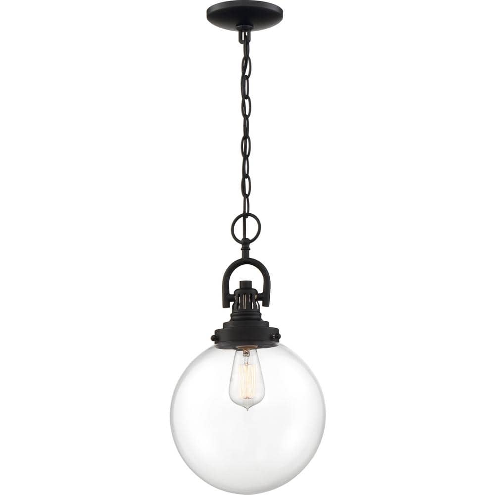 Aged Bronze Glass Globe Pendant Light with Adjustable Chain