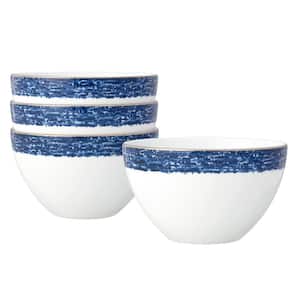 Blue Rill 6 in., 29 fl. oz. (Blue) Porcelain Cereal Bowls, (Set of 4)