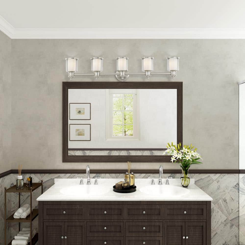 Elegant Brushed Nickel 5-Light Vanity Fixture with Dimmable Feature