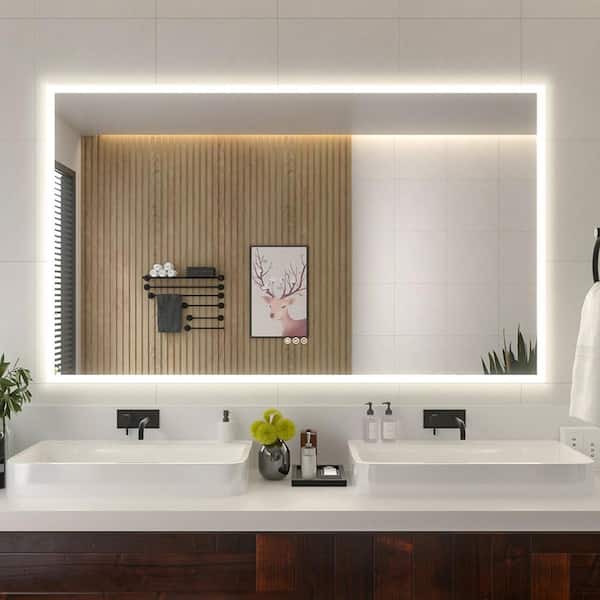 niveal 60 in. W x 36 in. H Rectangular Frameless LED Wall Bathroom Vanity Mirror