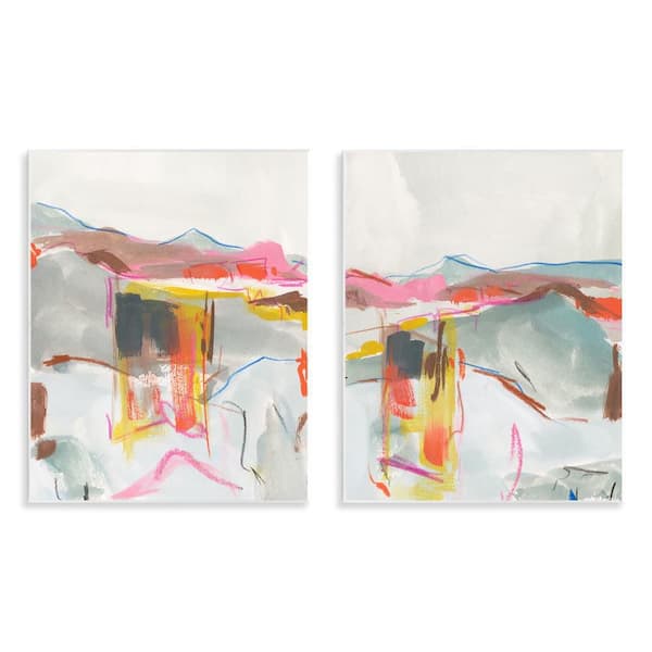 Stupell Industries Restless Soft Mountain Abstract by Melissa Wang 2 Pieces Unframed Abstract Graphic Art Print 14 in. x 11 in.