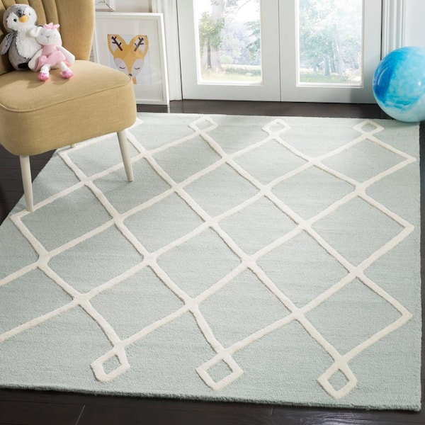 Kids Mint/Ivory 6 ft. x 9 ft. Geometric Area Rug