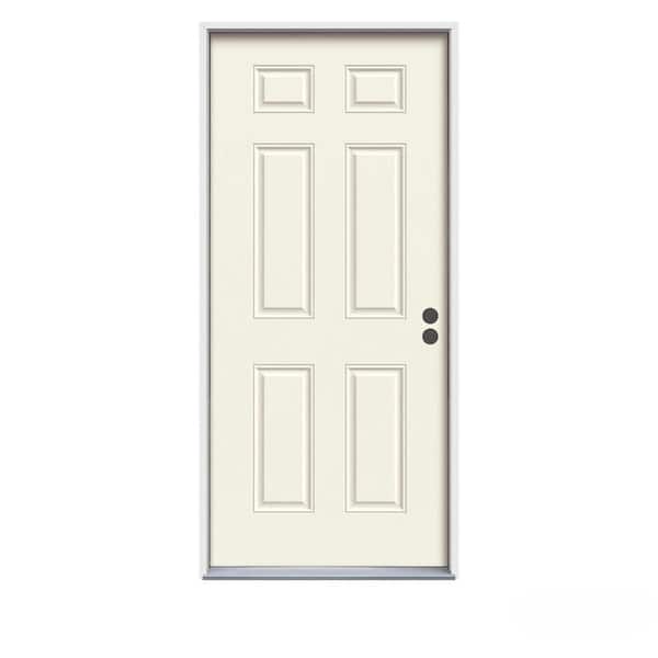 JELD-WEN 32 in. x 80 in. 6-Panel Primed Steel Prehung Left-Hand Inswing Front Door