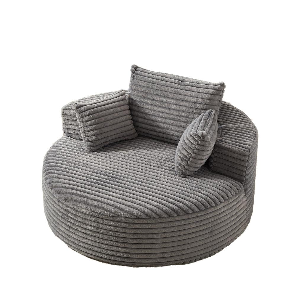 Corduroy 55 in. Accent Arm Chair with Cushion Grey Faux Rabbit Fur Corduroy No Assembly Required price history on PriceWatchPro
