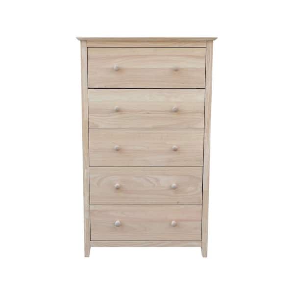International Concepts Brooklyn 5-Drawer Unfinished Wood Chest