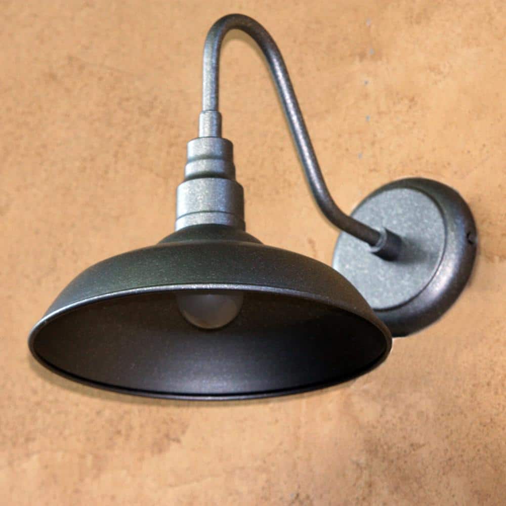Silver 17" Direct Wired Metal Gooseneck Barn Sconce