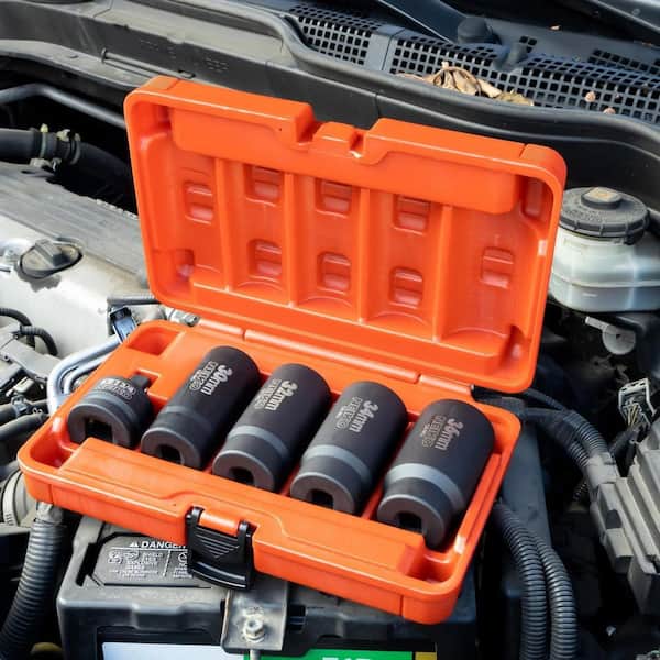 NEIKO 1/2 in. Drive 12-Point Axle Nut Socket Set, 5 Piece, Metric