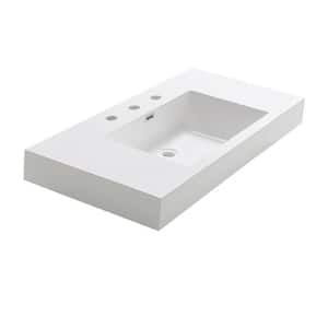 Mezzo 40 in. Drop-In Acrylic Bathroom Sink in White with Integrated Bowl