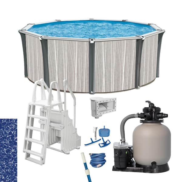 AQUARIAN Atwood 24 ft. Round x 52 in. D Hard Side Pool Package  Package with Step and Ladder