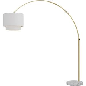 73 in. H Louise Floor Lamp with White Marble Base, Ivory Fabric Shade, and Adjustable Arm, Pale Gold/Ivory