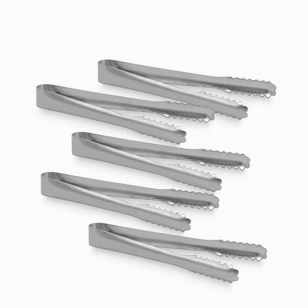 ExcelSteel 6 in. (Set of 5) Stainless Steel Condiment Serving Tongs 309 -  The Home Depot