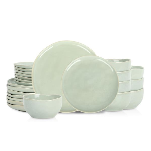 Mirella 24-Piece Light Green Stoneware Dinnerware Set (Service for 8)