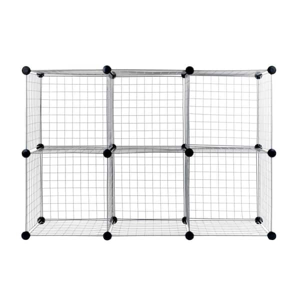 Black Metal 6 Cube Organizer, Wire Cube Shelving Home Depot