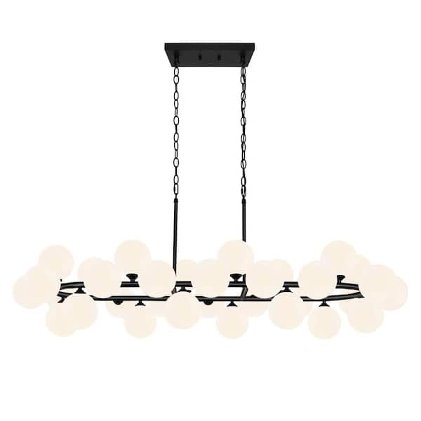 Cloud Series 32-Light Black Finish Modern Chandelier Rectangular for Living Room with LED Bulbs Included