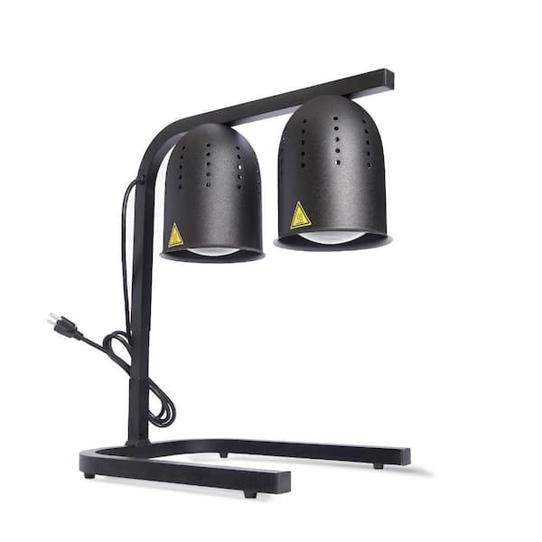 SYBO Black 500W Commercial Food Heat Lamp Portable Electric Food Warmer 2-Bulb with Free-Standing