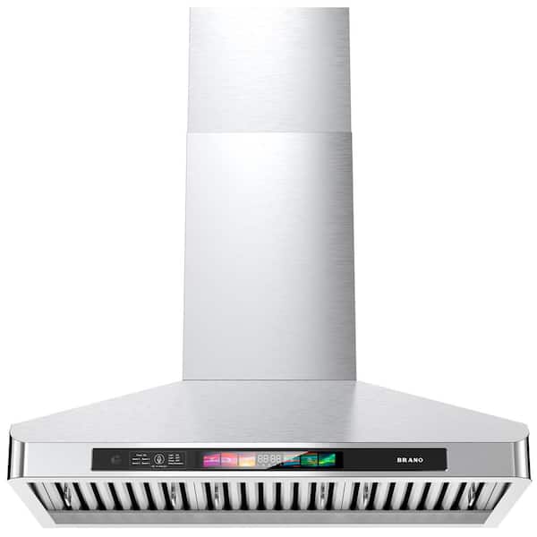Elexnux 36 in. Ducted Wall Mounted Range Hood in Stainless Steel with Voice Control, Memory Mode, 4 Speed Exhaust Fan