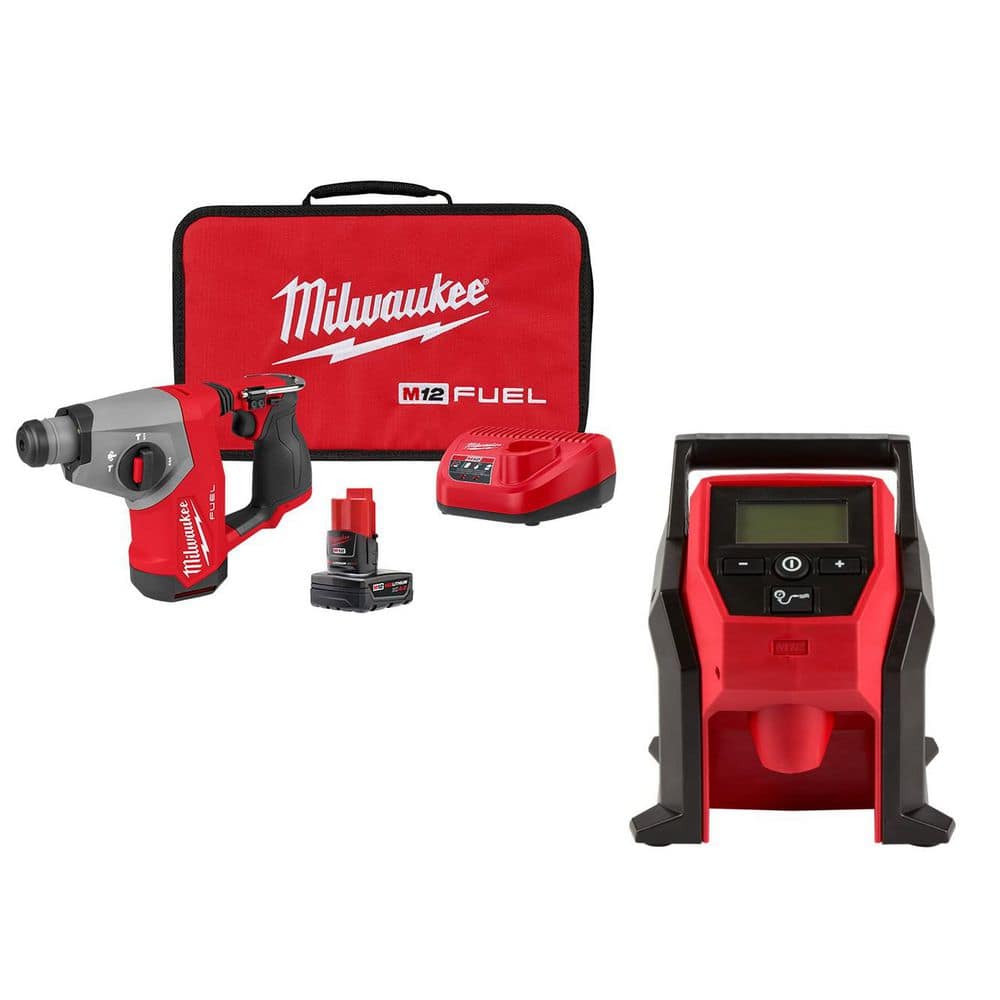 M12 FUEL 12V Lithium-Ion Brushless Cordless 5/8 in. SDS Plus Rotary Hammer Kit with One 4.0Ah Battery & M12 Inflator price history on PriceWatchPro