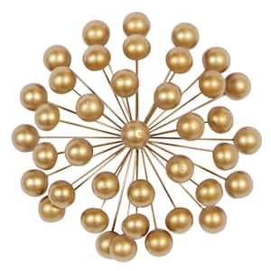 12 in. x  12 in. Metal Gold Starburst Wall Decor with Orb Detailing