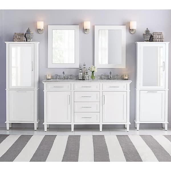 Sonoma 22 in. W x 30 in. H Rectangular Framed Wall Mount Bathroom Vanity Mirror in White