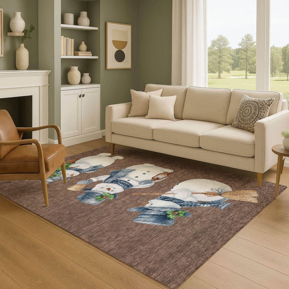 Mayfield Premium Machine Washable Abstract AMF1826 Brown 8 ft. x 10 ft. Area Rug price history on PriceWatchPro