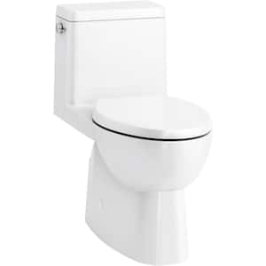 Reach 16.5 in. H 1-piece 1.28 GPF Single Flush Elongated Toilet in White (Seat Included)