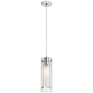 Nella 1-Light Polished Chrome Pendant with Clear Frosted Glass