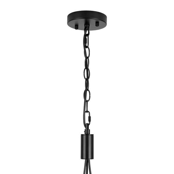HUOKU Plano 3-Light 14.2 in.W Matte Black Cord Pendant Light with Drum  Metal Cover for Kitchen&frasl;Living Room PD1077311