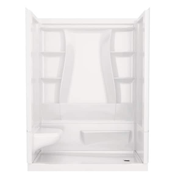 Classic 500 Left Seat 60 in. x 32 in. x 75.88 in. H Alcove Shower Kit Shower Wall and Shower Pan in White