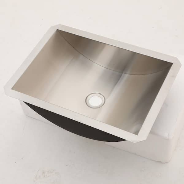 18 in. Undermount Rectangular Bathroom Sink with Pop Up Drain in Brushed Nickel Stainless Steel