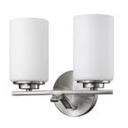 Poydras 2-Light Satin Nickel Vanity Light with Etched Glass Shades