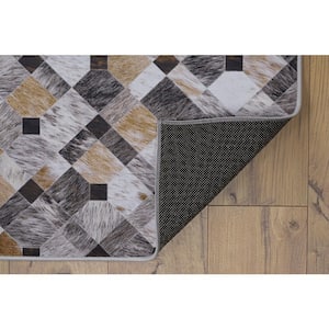3 ft. x 5 ft. Brown and Beige Laredo Granbury Patchwork Faux Cowhide Accent Rug