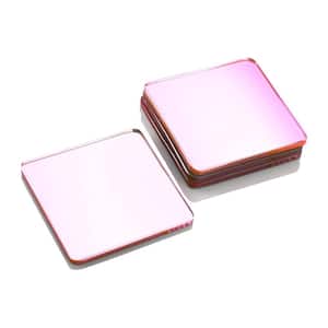 Mirrored Glass Pink Coasters (4-Pieces)
