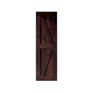 24 in. x 84 in. K-Frame Red Mahogany Solid Natural Pine Wood Panel Interior Sliding Barn Door Slab with Frame