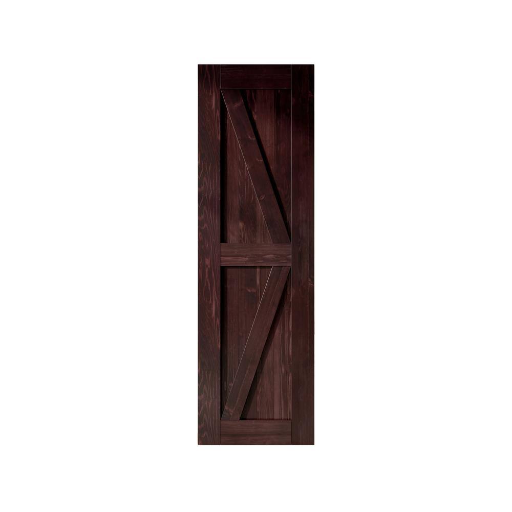 24 in. x 84 in. K-Frame Red Mahogany Solid Natural Pine Wood Panel Interior Sliding Barn Door Slab with Frame price history on PriceWatchPro