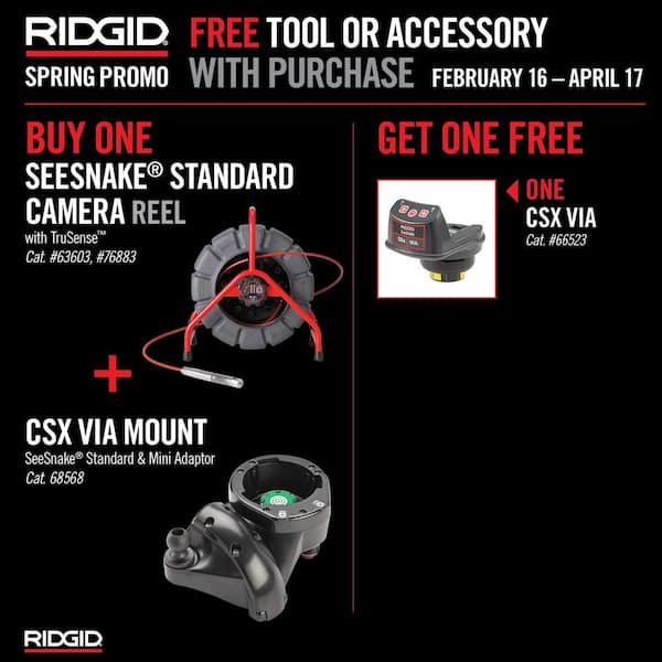 SeeSnake Standard Inspection Pipe/ Sewer Camera Reel (200 ft. Cable for 2-12 in. Lines) & CSx VIA Adapter Mount Bundle