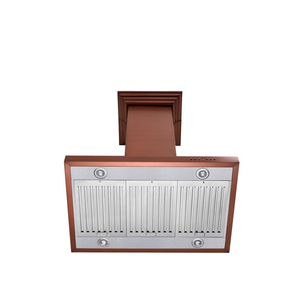 36" Copper Convertible Island Range Hood with Charcoal Filter