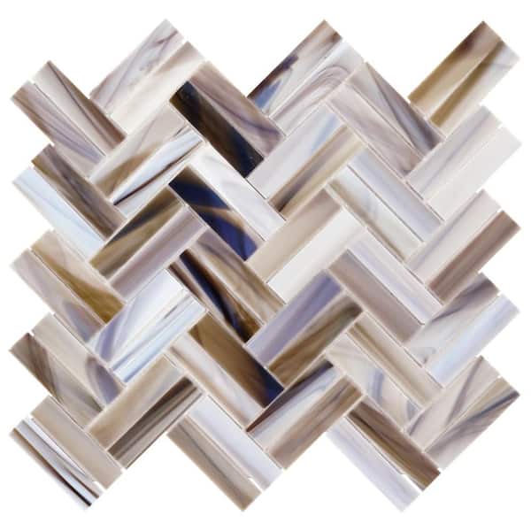 Ivy Hill Tile Rococo Herringbone Gray Blue 4 in. x 0.12 in. Polished